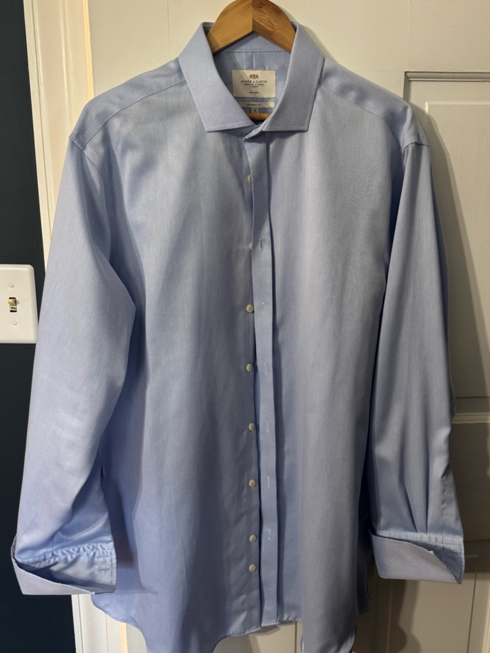 Hawes & Curtis Light Blue Men's Dress Shirt with French Cuff Size 18x36